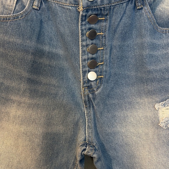 Women's Barrel Light Blue Distressed Jeans - Picture 2 of 12